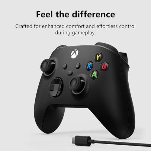 XBOX Wireless Gaming Controller + USB-C Cable | Carbon Black | Console, PC, & Cloud Devices | Textured Grip | Wireless, Bluetooth, USB-C Connectivity