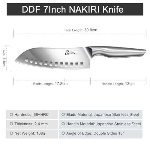 DDF iohEF Kitchen Knife, Chef's Knife In Japanese Stainless Steel Professional Santoku Cooking Knife, 7 Inch Non-slip Ultra Sharp Knife with Ergonomic Handle — view 4
