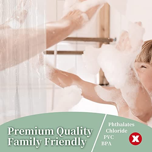 Barossa Design Plastic Shower Liner Clear - Premium PEVA Shower Curtain Liner with Rustproof Grommets and 3 Magnets, Waterproof Cute Lightweight Standard Size Bathroom Curtains - Clear — view 2