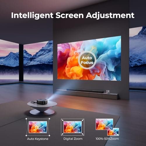 4K Projector with WiFi and Bluetooth - 3000 ANSI Lumens, ELEPHAS Outdoor Movie Projector Compatible with NETFLIX/Prime Video/YouTube, Smart Projector for HDMI/USB/iOS/Android, Portable Home Cinema — view 4