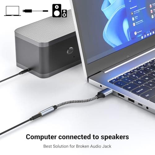 USB to 3.5mm Jack Audio Adapter, USB to Audio Aux Cable External Stereo Sound Card, USB-A to 3.5mm TRRS Female Headset for PS4/PS5/Headphone/Mac/Linux/Laptop/Desktops/Docking Station — view 5