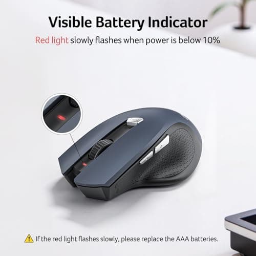 acer Wireless Mouse for Laptop, 2.4GHz Computer Mouse 3 Adjustable DPI Office Cordless USB Mice with USBA Receiver, 6 Buttons, 1600 DPI, Medium to Large Sized Hands Compatible with PC, Laptop, Desktop — view 4