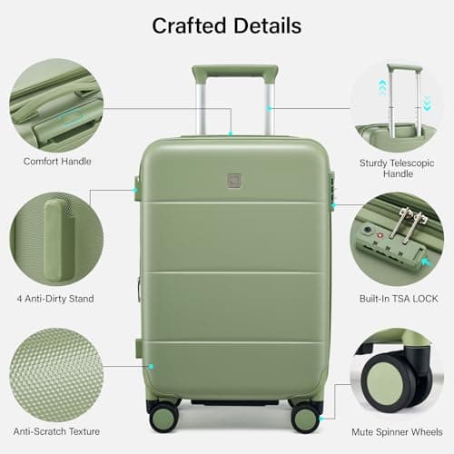 Hanke Expandable 26 Inch Luggage with Spinner Wheels, Hardside Large Suitcase, All-PC Hard Shell Travel Luggage, TSA Lock, Lightweight Durable Checked-Medium (Bamboo Green, 93L) — view 2