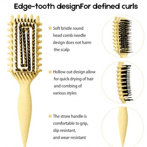 Curly Hair Brush Candybrush Curl Defining Brush for Detangling Shaping and Defining Curls for Women, Men, Wet & Dry Hair (Creamy Yellow)