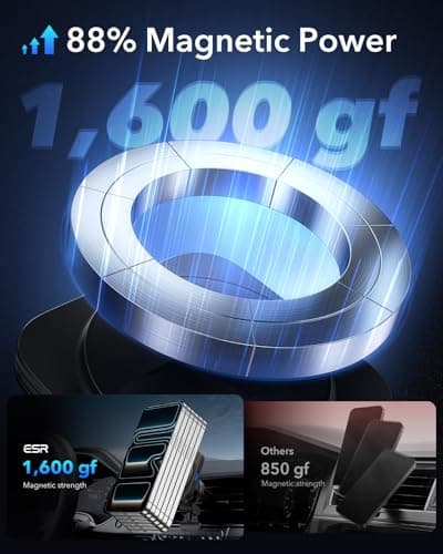 ESR for MagSafe Car Mount Charger,15W Magnetic Wireless Car Charger, for MagSafe Car Charging, Air Vent Dashboard Phone Holder Mount for iPhone Air 17 Pro Max 16 15 14 13 12, Galaxy S26, Fast Charging — view 3