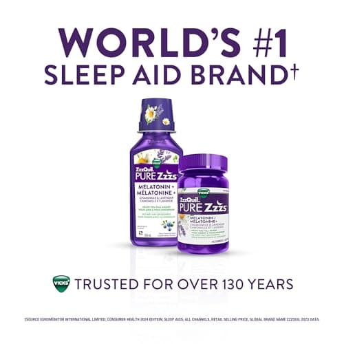 Vicks ZzzQuil PURE Zzzs Melatonin Sleep Aid Gummies with Chamomile, Lavender, & Valerian Root, 1mg per gummy, 24 Count — view 2