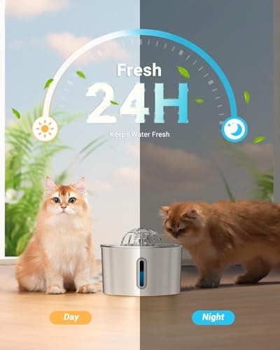 Cat Water Fountain Stainless Steel - 74oz/2.2L Automatic Large Pet Watering Bowl Dispenser for Indoor Dogs - Drinking Fountains with 3 Filter, Gifts for Cats and Kitty - Dog Waterer Bowls No Spill — view 5