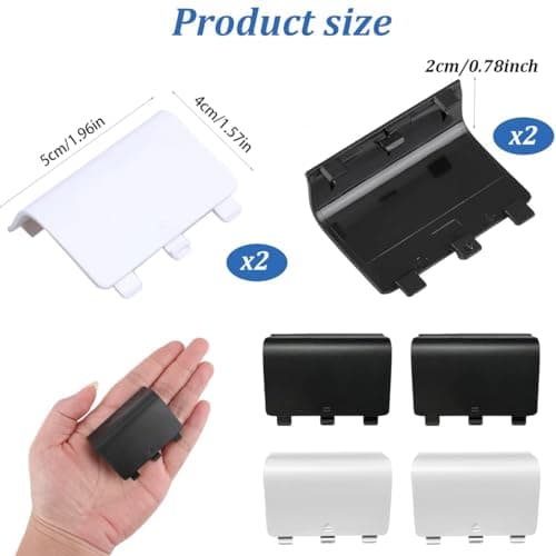 Battery Door Replacement Compatible with Xbox One Controller Back Panel Housing Repair Parts Black and White 4 Pack