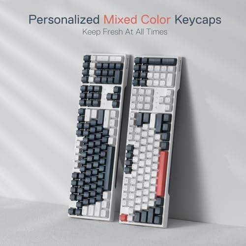Redragon K668 RGB Gaming Keyboard, 108 Keys Wired Mechanical Keyboard w/Extra 4 Hotkeys, Sound Absorbing Foams, Upgraded Hot-swappable Socket, Mixed Color Keycaps x 2 Sets, Red Switch — view 5