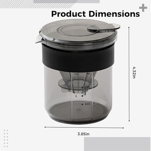 3 in 1 Pour Over Coffee Maker, Travel Coffee Cup with Scale, 14.5 fl oz / 450 ml, Portable Hand Drip Coffee Filter in Cup, Compact Space Saving Design for Camping, Hiking, Home Use — view 3