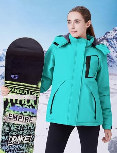 WULFUL Women's Waterproof Ski Jacket Warm Winter Coats Windproof Winter Jackets for Women Fleece Lined Windbreaker with Hood