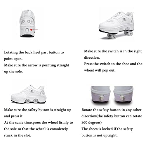 TAILORIA Four-Wheel Outdoor Roller Skate Shoes Unisex Roller Shoes Detachable Skate Shoes Kids Shoes with Wheels Skating Cool Running Shoes — view 4