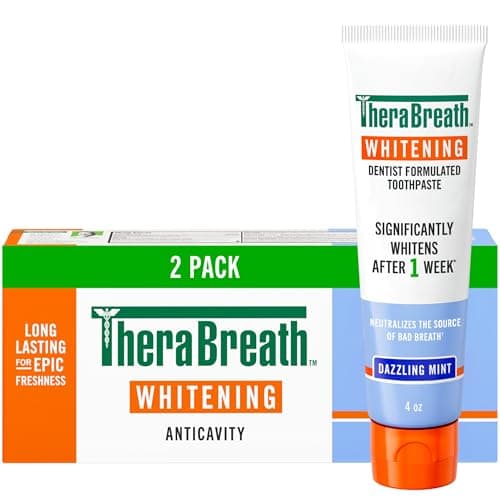 TheraBreath Whitening Toothpaste, Dazzling Mint, 4 Oz, 2-Pack