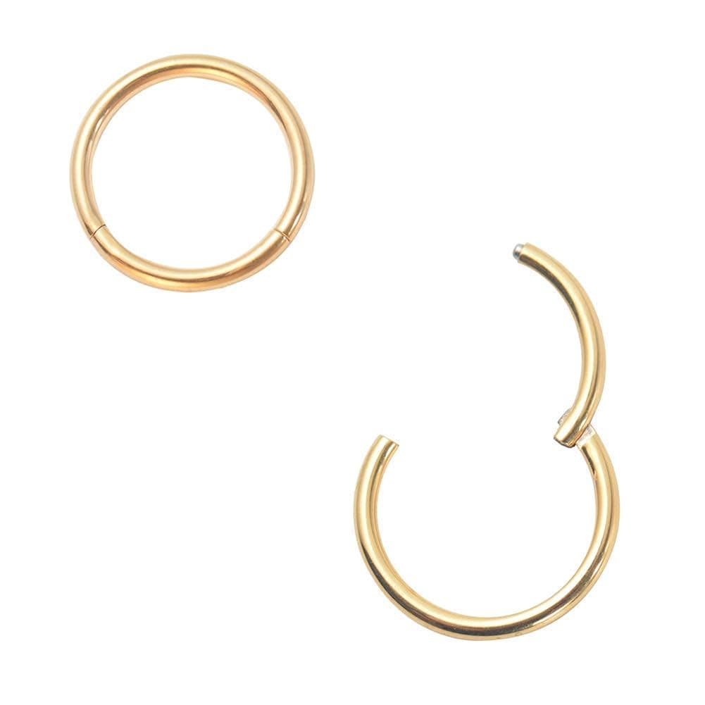 Afftiny Nose Ring Septum Hoop 20G/18G/16G/14G/12G 316L Surgical Stainless Steel Hinged Seamless Earrings, Diameter 5MM-16MM, Gold/Silver/Black/Rose Gold/Rainbow Color — view 17