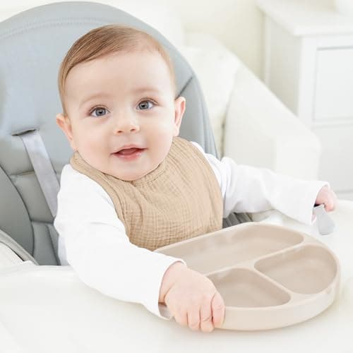 Bearmoss Muslin Baby Bibs 8 Pack 100% Cotton Baby Bandana Drool Bibs for Unisex Baby Girls Boys Toddlers Drooling and Teething (Coconut Mocha) — view 2