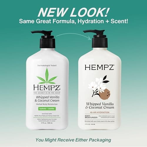 Hempz Whipped Vanilla & Coconut Cream Body & Hand Lotion, Vegan Formula, for Men or Women, 17 oz. — view 2