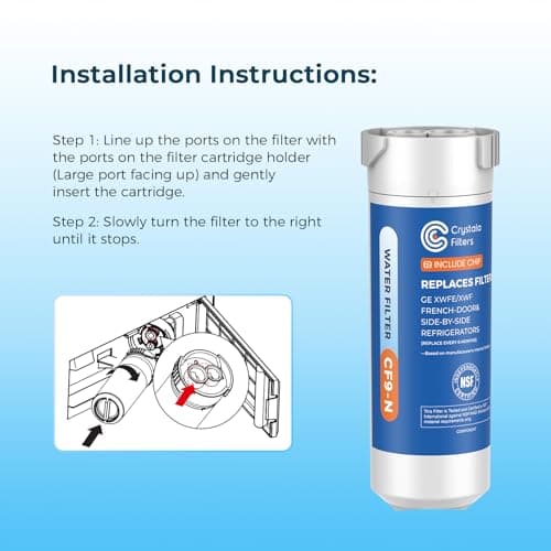 Crystala Filters Water Filter Compatible with XWFE (Built-in CHIP), Replacement for GE XWFE, XWF Refrigerator Water Filter Pack of 1 — view 6
