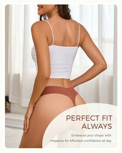 READY TO LOVE Underwear Womens Seamless Thongs Sexy Lingerie No Show Panties V-Waisted Ladies Tangas Women's Clothing 6 Pack — view 7