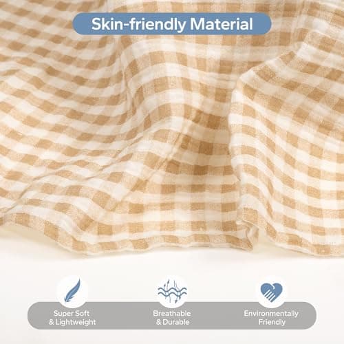 SERAPHY 100% Muslin Cotton Car Seat Covers for Babies, Universal Baby Car Seat Cover, Breathable Muslin Carseat Cover Canopies for Boys and Girls, Soft Infant Car Seat Cover for Summer — Beige — view 3