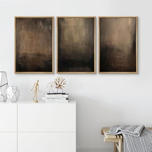 SIGNFORD Framed Canvas Print Wall Art Set Abstract Earthy in Deep Brown and Beige Tones Modern Art Decorative Colorful for Living Room, Bedroom, Office - 24"x36"x3 Natural — view 3