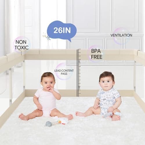 Fodoss Playpen Baby, 47x47inch Play Pen, Small Playard,Playpen for Apartment, Play Yard, Baby Activity Play Fence, Extra Large Playard, Parc Pour bébé — view 2