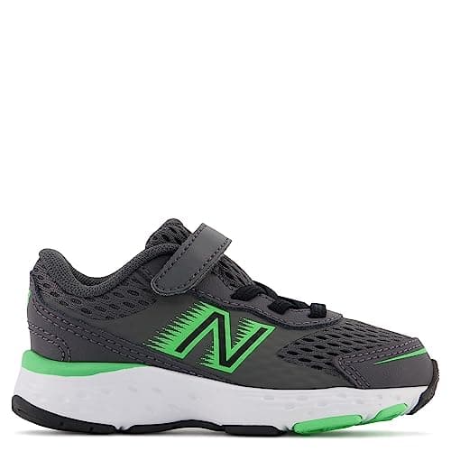 New Balance Kid's 680 V6 Hook and Loop Running Shoe, Magnet/Vibrant Spring/Black, 5 Wide Toddler — view 2