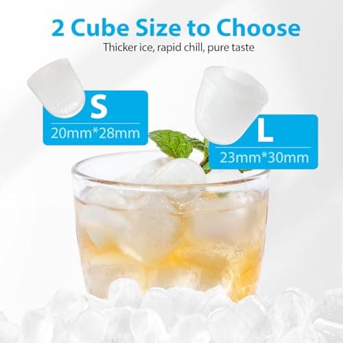 Aeitto Ice Maker Countertop 26lbs/24H, Ice Machine 8 Ice Cubes Ready in 6 Mins, 2 Sizes of Bullet Ice Portable Ice Makers with Basket & Scoop, Auto Self-Cleaning for Home/Kitchen/Office Stainless — view 4