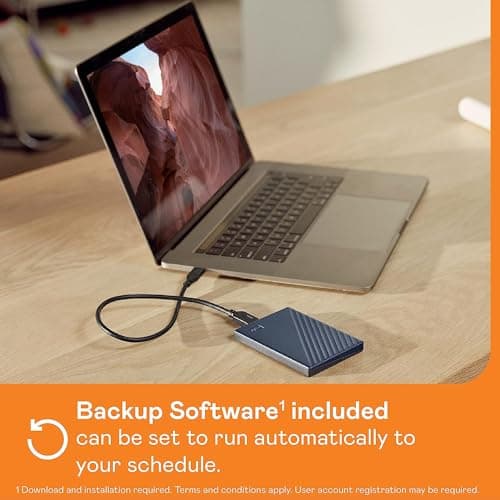 WD 2TB My Passport for Mac, Navy, Portable External Hard Drive with backup software and password protection, USB 3.1/USB 3.0 compatible - WDBA2D0020BBL-WESN — view 3