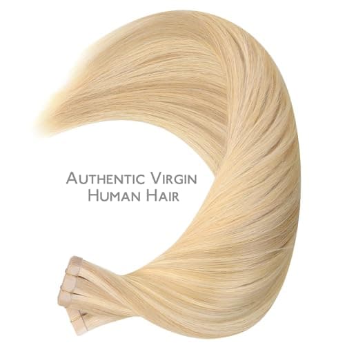 WENNALIFE Tape in Hair Extensions for Women Real Human Hair 40pcs 100g 20 inch Light Blonde Highlighted Golden Blonde Straight Remy Human Hair Extensions Rallonge Extension Cheveux Humain Naturel — view 5