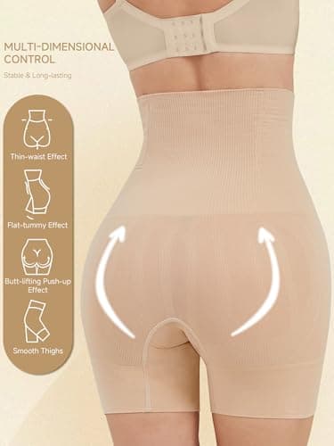DIGZ Shapewear Women Tummy Control Underwear,High Waisted Shapewear Shorts Butt Lifting Underwear,Seamless Postpartum Underwear Beige — view 2