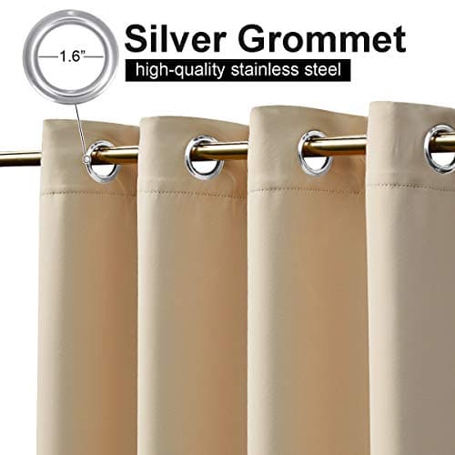NICETOWN Outdoor Gazebo Curtains Windproof Top & Bottom Grommet, Thermal Insulated Light Blocking Windproof Drapes for Yard/Porch, W52 x L84, Set of 2, Biscotti Beige — view 2