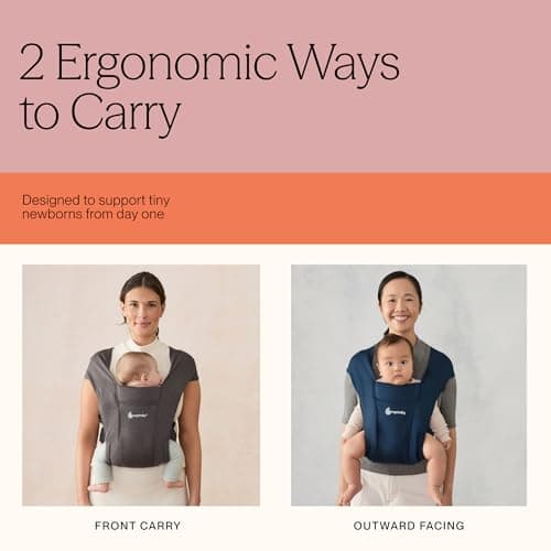 Ergobaby Embrace Newborn Baby Carrier for Infants 0-12 Months (7-25 lbs) - Ergonomic 2-Position Infant Carrier with Head and Neck Support, Hip-Healthy Positioning - Pure Black — view 4