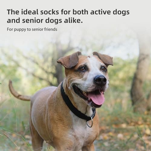 PUPTECK Anti-Slip Dog Socks with Double Sides Grips for Small Medium Large Dogs Hardwood Floors Prevents Licking, Dog Shoes for Hot Pavement Traction Control Paw Protector for Senior Dogs, Grey XL — view 5