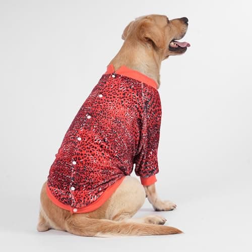 LovinPet Large Dog Winter Flannel Coat, Warm Dog Coat with Front Sleeves and Snap Buttons, Easy-Care Full-Coverage Layer for Cold Weather, Pink Dot Leopard Prints, XXL — view 7
