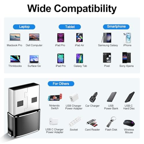πππππ€ ππ©π π«ππππ USB to USB C Adapter,Type-C Female to A Male Charger Converter for iPhone 17 Charger,iWatch Ultra SE 9 10 11,iPhone 17 Pro Max 16 15 14,Samsung S25,AirPods,iPad,Car,Xbox