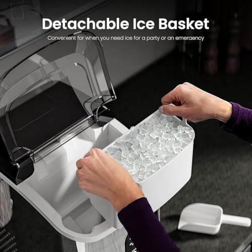 Kismile Nugget Ice Makers Countertop,35Lbs/24H,Portable Sonic Ice Machine with Self-Cleaning,One-Click Operation for Home/Office(Stainless Steels Silver) — view 5