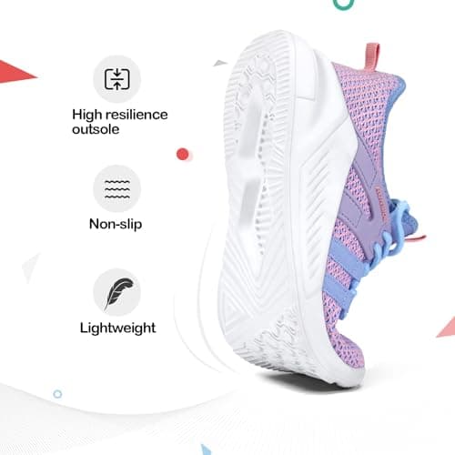 RUNSIDE Boys Girls Tennis Shoes Kids Lightweight Breathable Sneakers Lace-up Running Athletic Shoes for Toddler/Little Kid/Big Kid Purple — view 4