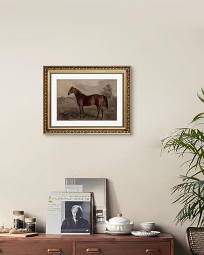 ARPEOTCY Vintage Gold Framed Horse Wall Art, Bedroom Bathroom Living Room Classic Horse Picture Wall Decor, Canvas Prints, Antique Picture Frame Rustic Paintings Home Farmhouse Decor, 11x14 Inch — view 2