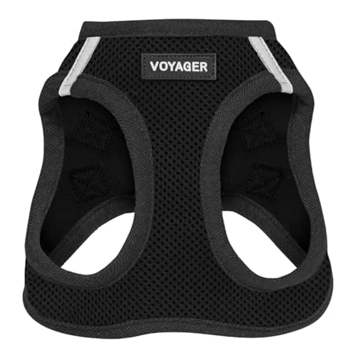 Best Pet Supplies Voyager Step-in Air Harness - All Weather Mesh, Reflective, No Pull Harness for Dogs, Cats - Secure with Hook & Loop Fastener, Buckle, Double D-Rings - Black, S