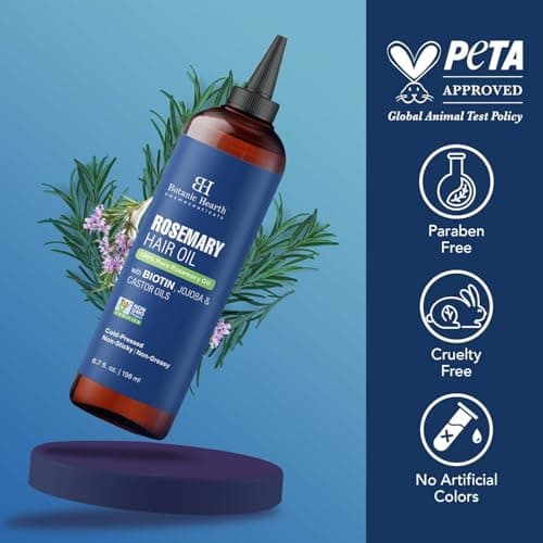 Botanic Hearth Rosemary Oil for Hair Growth | Strengthening Biotin, Jojoba, Castor Hair Growth Oil for frizzy hair | Dry, Damaged Scalp Treatment | Color Safe | All Hair Types | 6.7 Fl Oz — view 8
