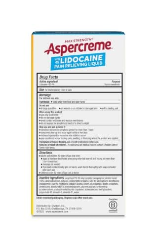 Aspercreme Lidocaine Pain Relief Liquid with No-Mess Roll-On Applicator, Max-Strength 4% Lidocaine Numbs Away Nerve Pain, Moisturizing Aloe Hydrates Dry Skin, 2.5 FL oz