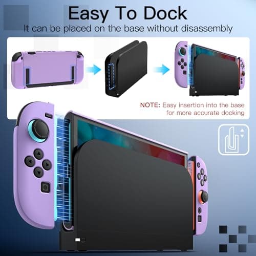 JETech Slim Dockable Case for Nintendo Switch 2 (2025) 7.9 Inch, Soft TPU Grip Cover for Joy-Con Detachable, Matte Carrying Protective PC Back Shell, Anti-Scratch (Light Purple) — view 3