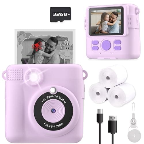 ESOXOFFORE Instant Print Camera for Kids, Christmas Birthday Gifts for Girls Boys Age 3-12,Kids Digital Cameras for Toddler, Portable Toy for 3 4 5 6 7 8 9 10 Year Old Girl -Purple