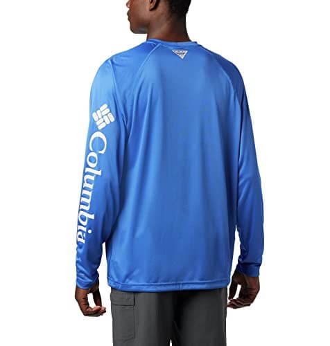 Columbia Men's Terminal Tackle Long Sleeve Shirt, Vivid Blue/Cool Grey Logo, 4X Tall — view 4