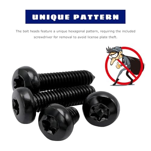 CCHRN Car License Plate Screws Kit, Anti-Theft Stainless Steel Auto Tag Frame Mounting Hardware, Rustproof Security Bolts Fasteners Kit for License Plate, Universal Car Accessories (Black) — view 2