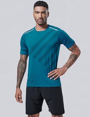 Liberty Imports 5 Pack Men’s Active Quick Dry Crew Neck T Shirts | Athletic Running Gym Workout Short Sleeve Tee Tops Bulk, Camo/Red/Navy/Black/Teal Blue, 3X-Large — view 2