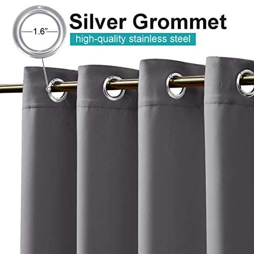 NICETOWN Waterproof Blackout Outdoor Curtain Panel - Thick Sunlight/UV Ray Reducing Draperies for Gazebo/Patio/Outside Porch (W52 x L84, Grey, 1 Panel)