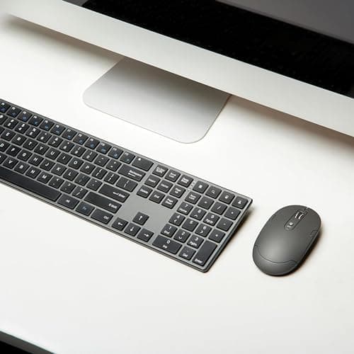 Amazon Basics Ultra Premium Wireless Keyboard and Mouse Combo, Rechargeable, Full-Size with Number Pad, Sleek Design, Plug and Play, Quiet Typing, 2.4GHz USB Receiver, Black — view 8