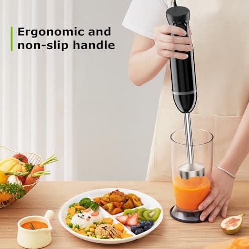 Bonsenkitchen Hand Blender, Immersion Blender with 2 Mixing Speed, Electric Handheld Mixer Portable Stick Mixer with Stainless Steel Blades for Soup, Smoothie, Puree, Baby Food — view 5