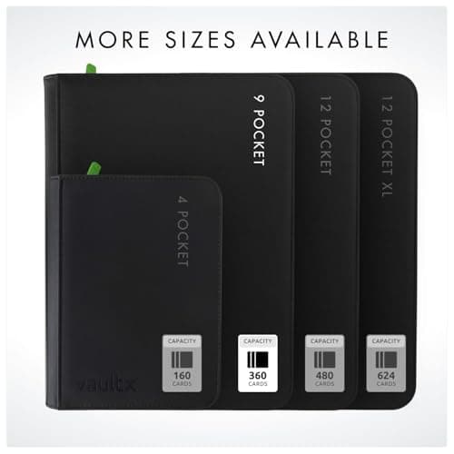 Vault X 9 Pocket Zip Binder, 360 Cards, Exo-Tec Material, 20 Side-Loading Pages (Black) — view 7